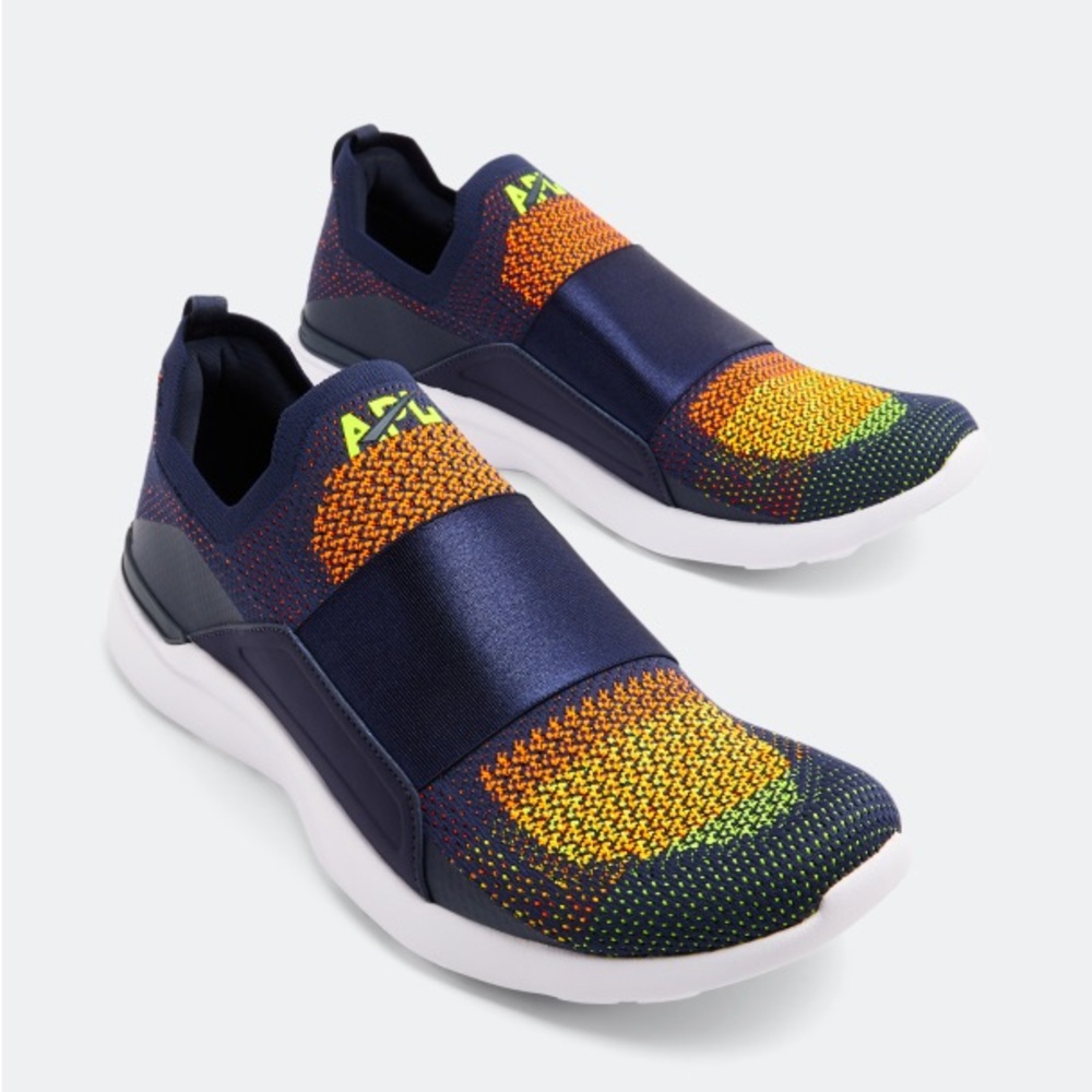 APL Techloom Bliss Navy and Orange Slip-On Sneakers size women’s 7